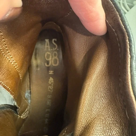 A.S.98 Distressed Leather Gray Ankle Boots with Studded Strap - Picture 6 of 12